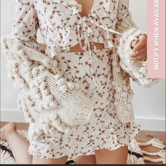 NEW floral summer mini dress front tie ruffled keyhole cutout pinup retro LARGE - Picture 15 of 16